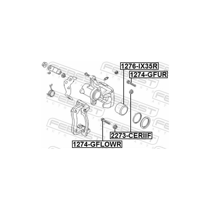 Kreipiantysis varžtas, stabdžių apkaba FEBEST 1274-GFUR