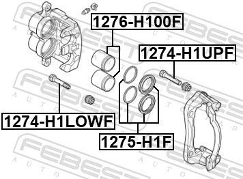 Kreipiantysis varžtas, stabdžių apkaba FEBEST 1274-H1LOWF