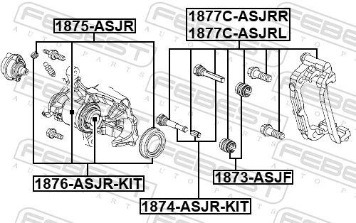 Kreipiantysis varžtas, stabdžių apkaba FEBEST 1874-ASJR-KIT