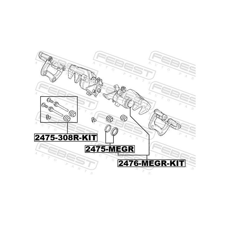 Kreipiantysis varžtas, stabdžių apkaba FEBEST 2574-308R-KIT