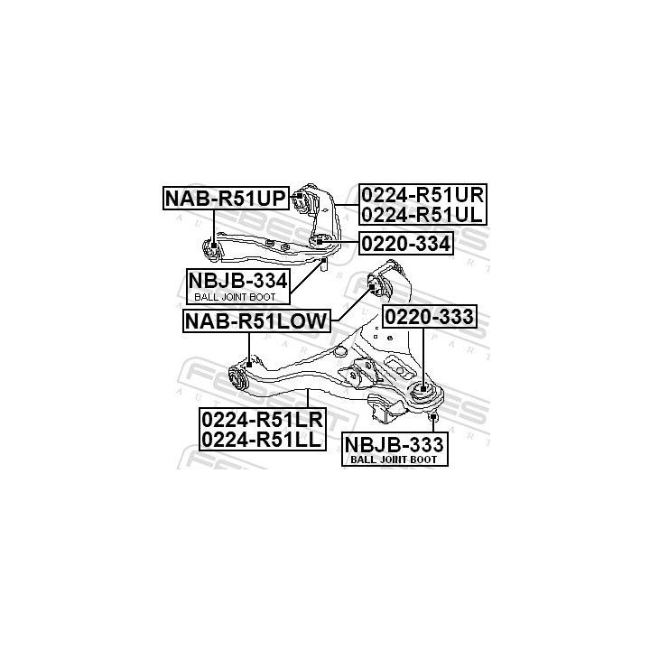 Šarnyras / girgždukas FEBEST 0220-334