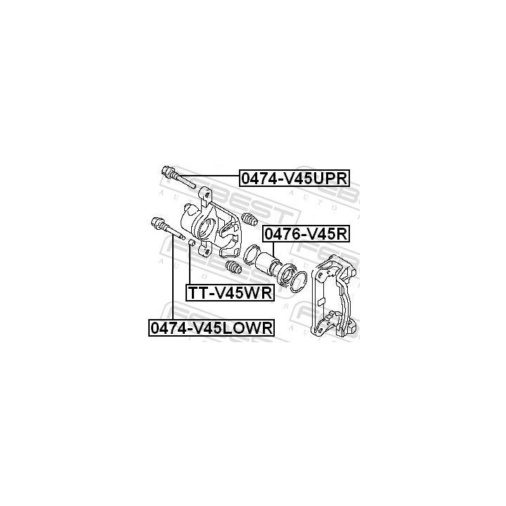 Priedų komplektas, stabdžių apkaba FEBEST TT-V45WR