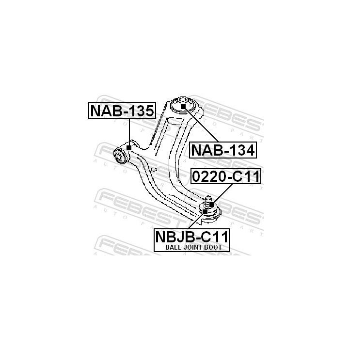 Remonto komplektas, atrama/vairo trauklė FEBEST NBJB-C11