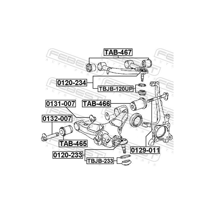 Remonto komplektas, atrama/vairo trauklė FEBEST TBJB-233