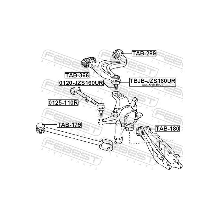 Remonto komplektas, atrama/vairo trauklė FEBEST TBJB-JZS160UR