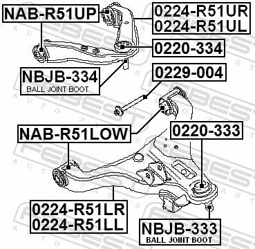 Išvirtimo reguliavimo varžtas FEBEST 0229-004