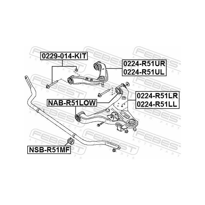 Korekcinių išvirtimo varžtų rinkinys FEBEST 0229-014-KIT