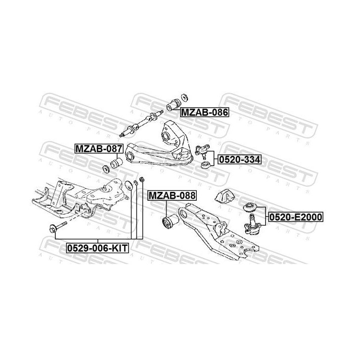 Išvirtimo reguliavimo varžtas FEBEST 0529-006-KIT