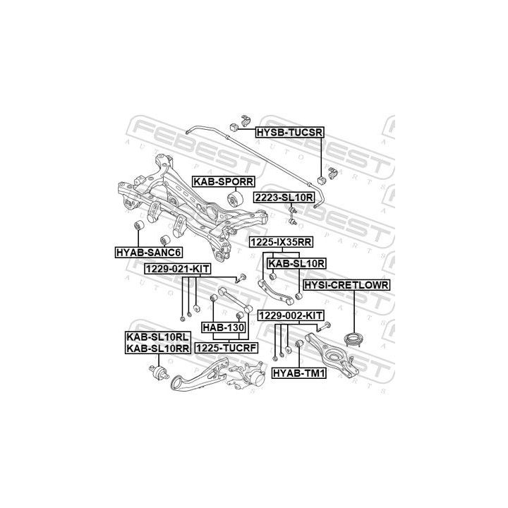 Korekcinių išvirtimo varžtų rinkinys FEBEST 1229-002-KIT
