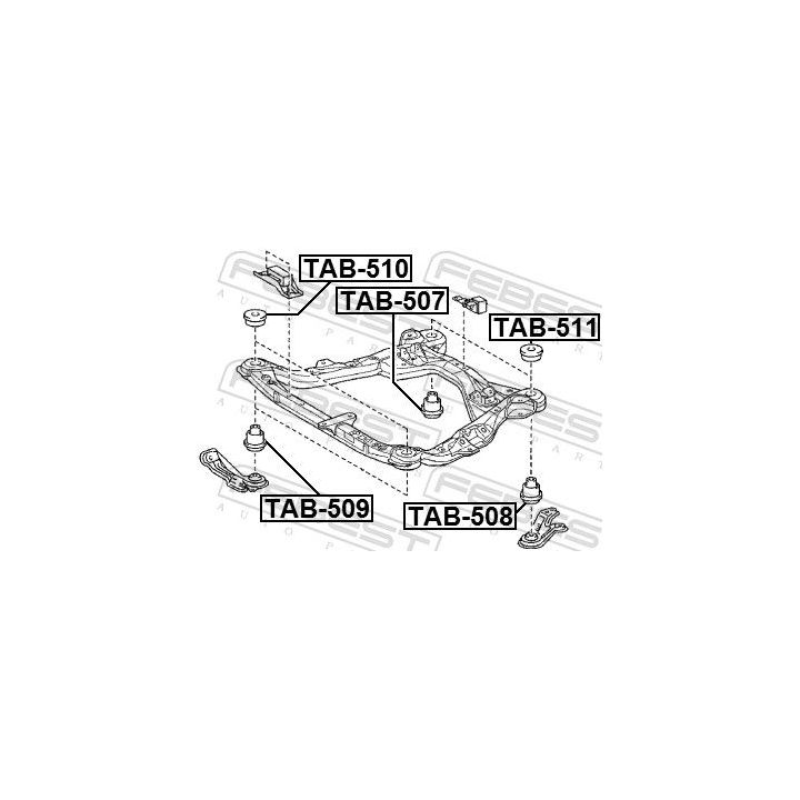 Montavimas, atraminis rėmas / variklio laikiklis FEBEST TAB-511