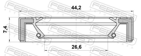 Sandariklis, kardaninis velenas FEBEST 95GBY-28440808X
