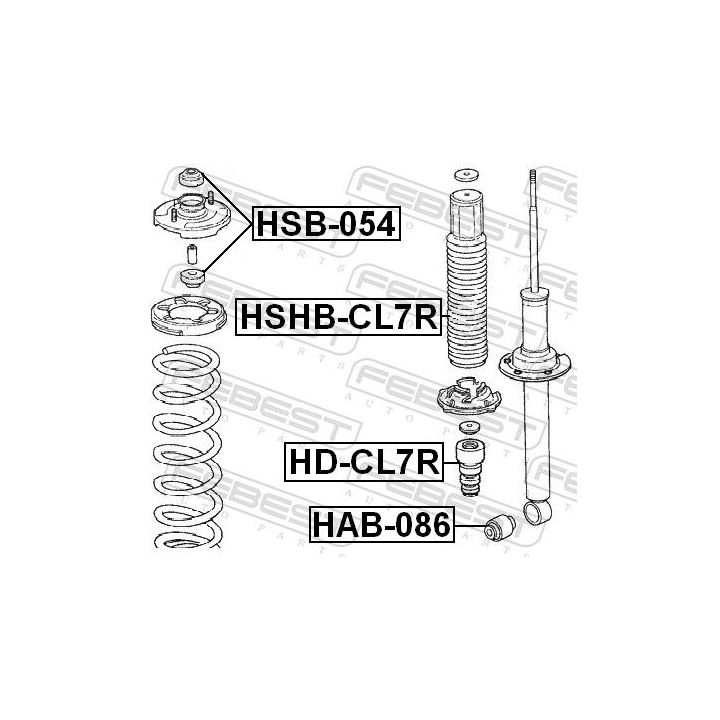 Tarpiklio įvorė, amortizatorius FEBEST HAB-086