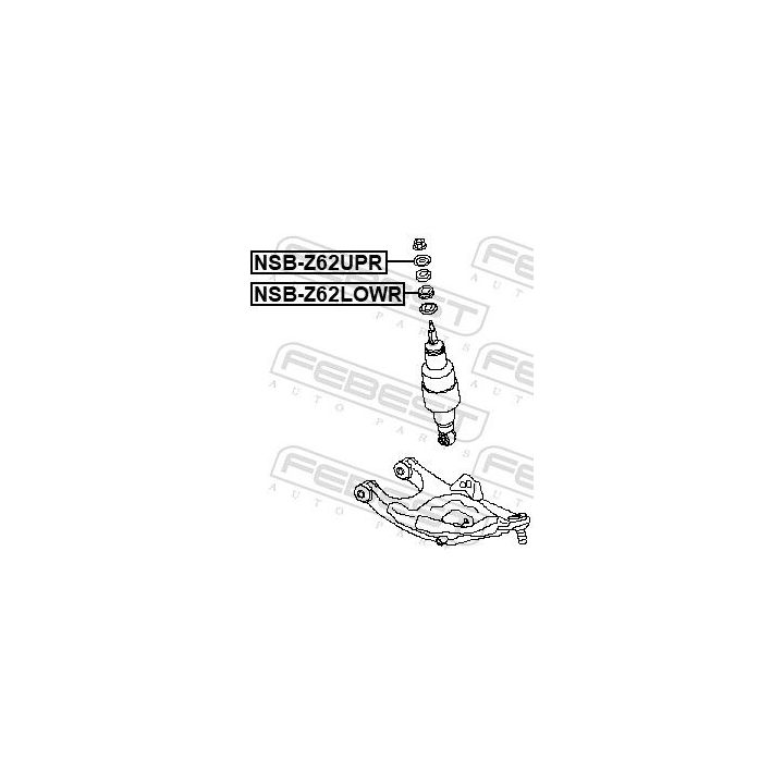 Tarpiklio įvorė, amortizatorius FEBEST NSB-Z62LOWR
