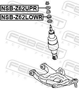 Tarpiklio įvorė, amortizatorius FEBEST NSB-Z62LOWR