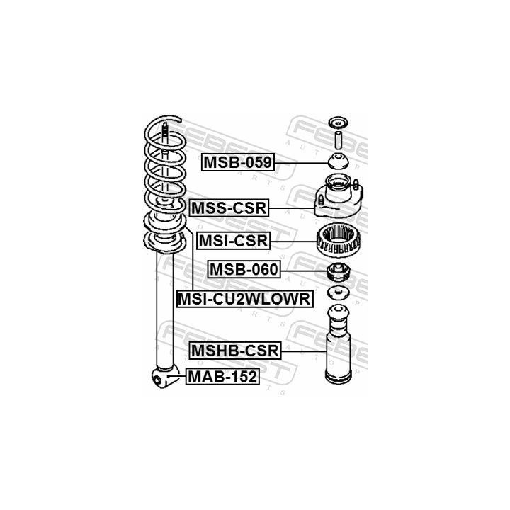 įvorė, amortizatorius FEBEST MAB-152
