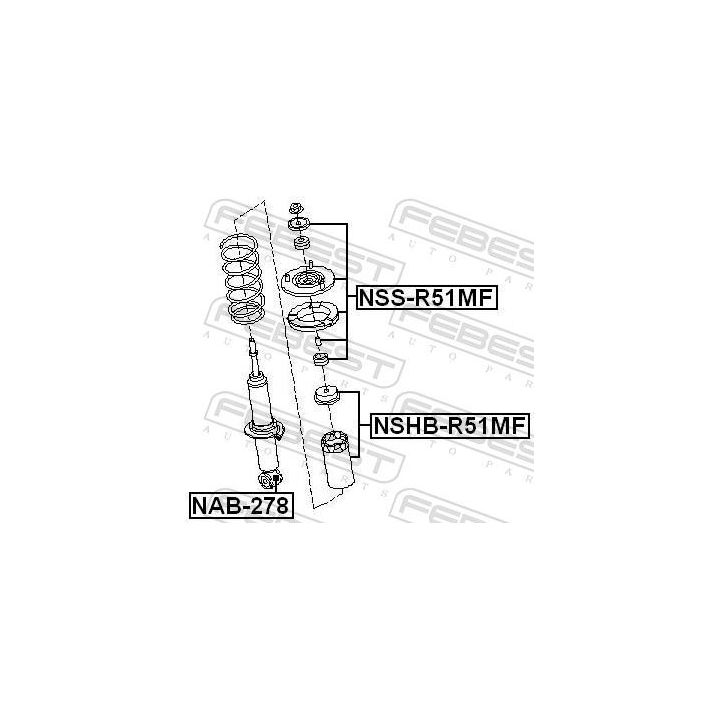 įvorė, amortizatorius FEBEST NAB-278