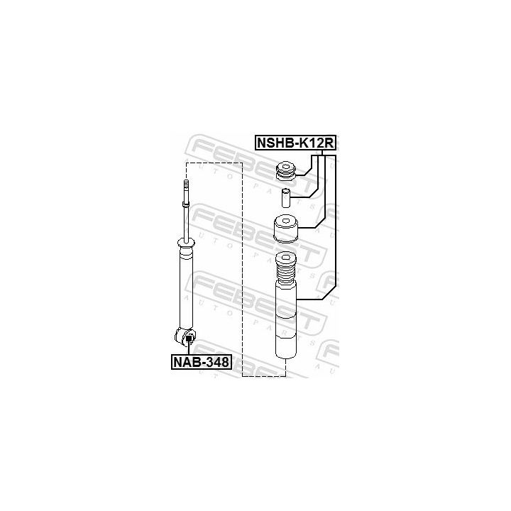 įvorė, amortizatorius FEBEST NAB-348