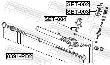 Remonto komplektas, vairo pavara FEBEST SET-004