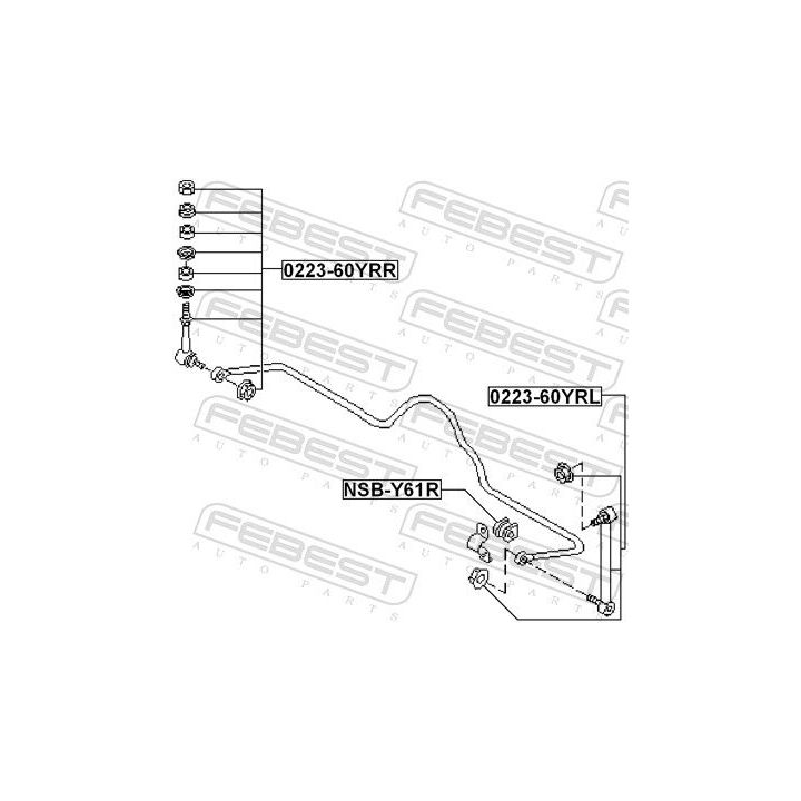 šarnyro stabilizatorius FEBEST 0223-60YRR
