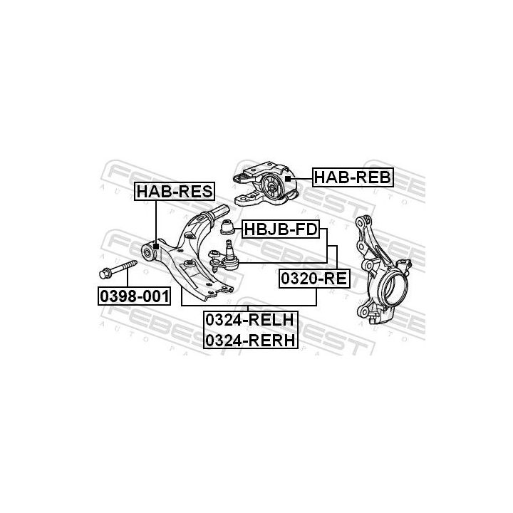 Tvirtinimo veržlės, balansyras FEBEST 0398-001