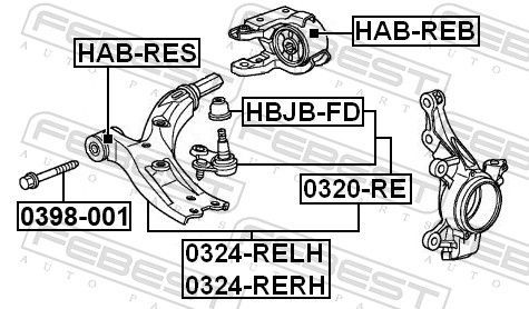 Tvirtinimo veržlės, balansyras FEBEST 0398-001