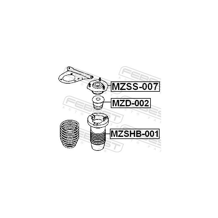 Apsauginis dangtelis/gofruotoji membrana, amortizatorius FEBEST MZSHB-001