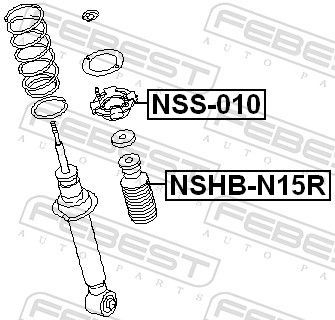 Apsauginis dangtelis/gofruotoji membrana, amortizatorius FEBEST NSHB-N15R