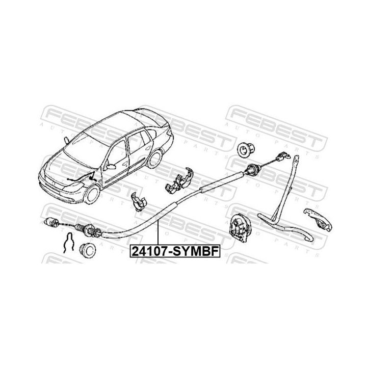 Akceleratoriaus trosas FEBEST 24107-SYMBF