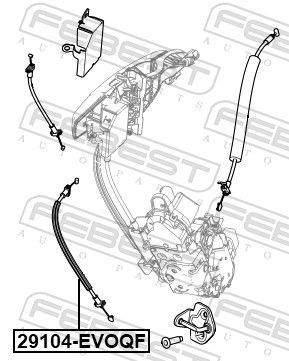 Kabelis, durų atlaisvinimas FEBEST 29104-EVOQF
