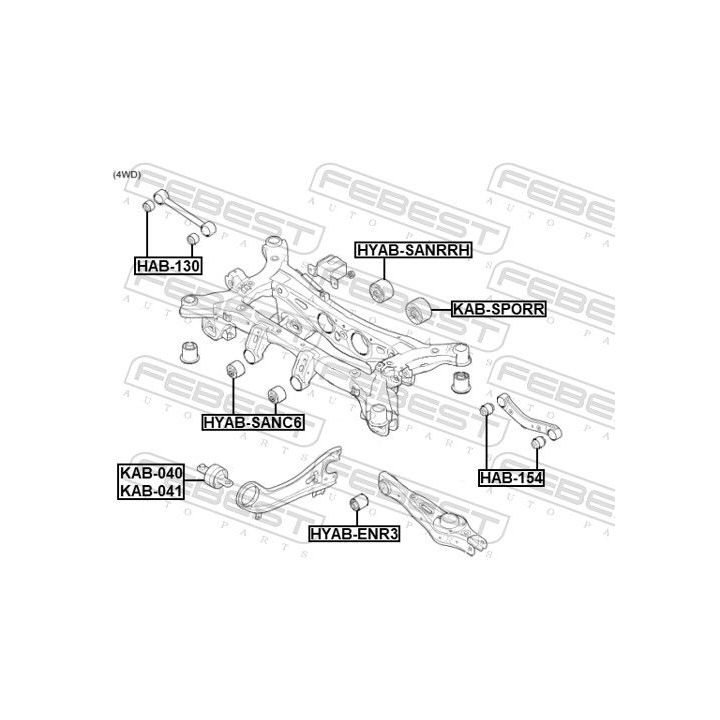 Montavimas, diferencialas FEBEST HYAB-SANRRH
