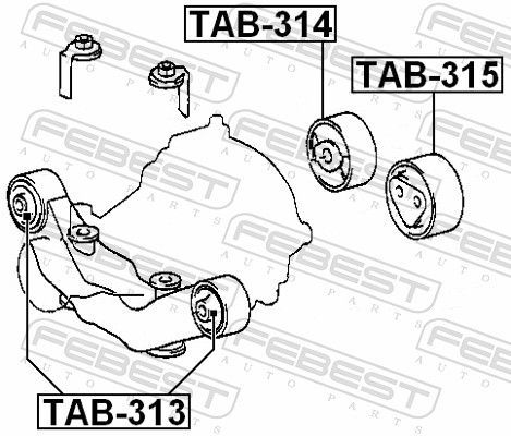 Montavimas, diferencialas FEBEST TAB-315