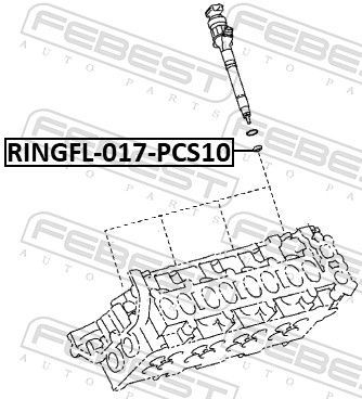 Purkštukų žiedinių tarpiklių rinkinys FEBEST RINGFL-017-PCS10