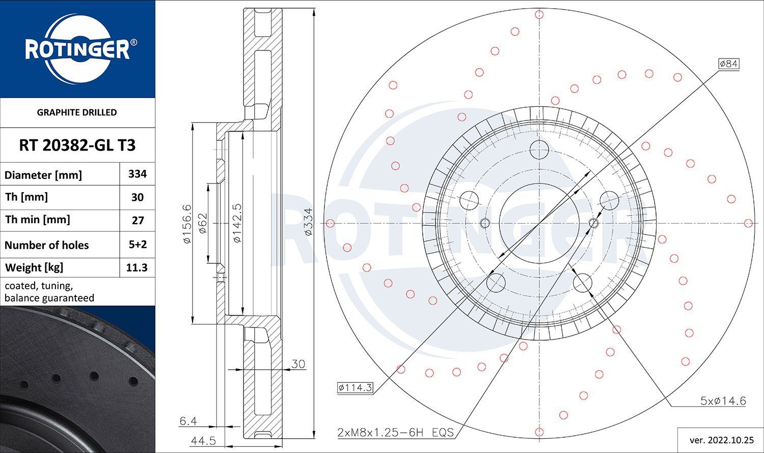 Stabdžių diskas ROTINGER RT 20382-GL T3