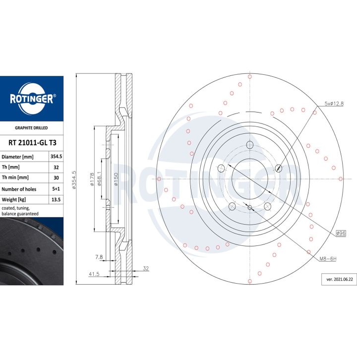 Stabdžių diskas ROTINGER RT 21011-GL T3