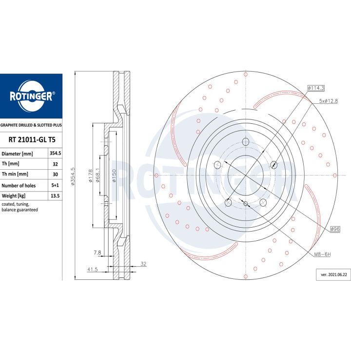 Stabdžių diskas ROTINGER RT 21011-GL T5