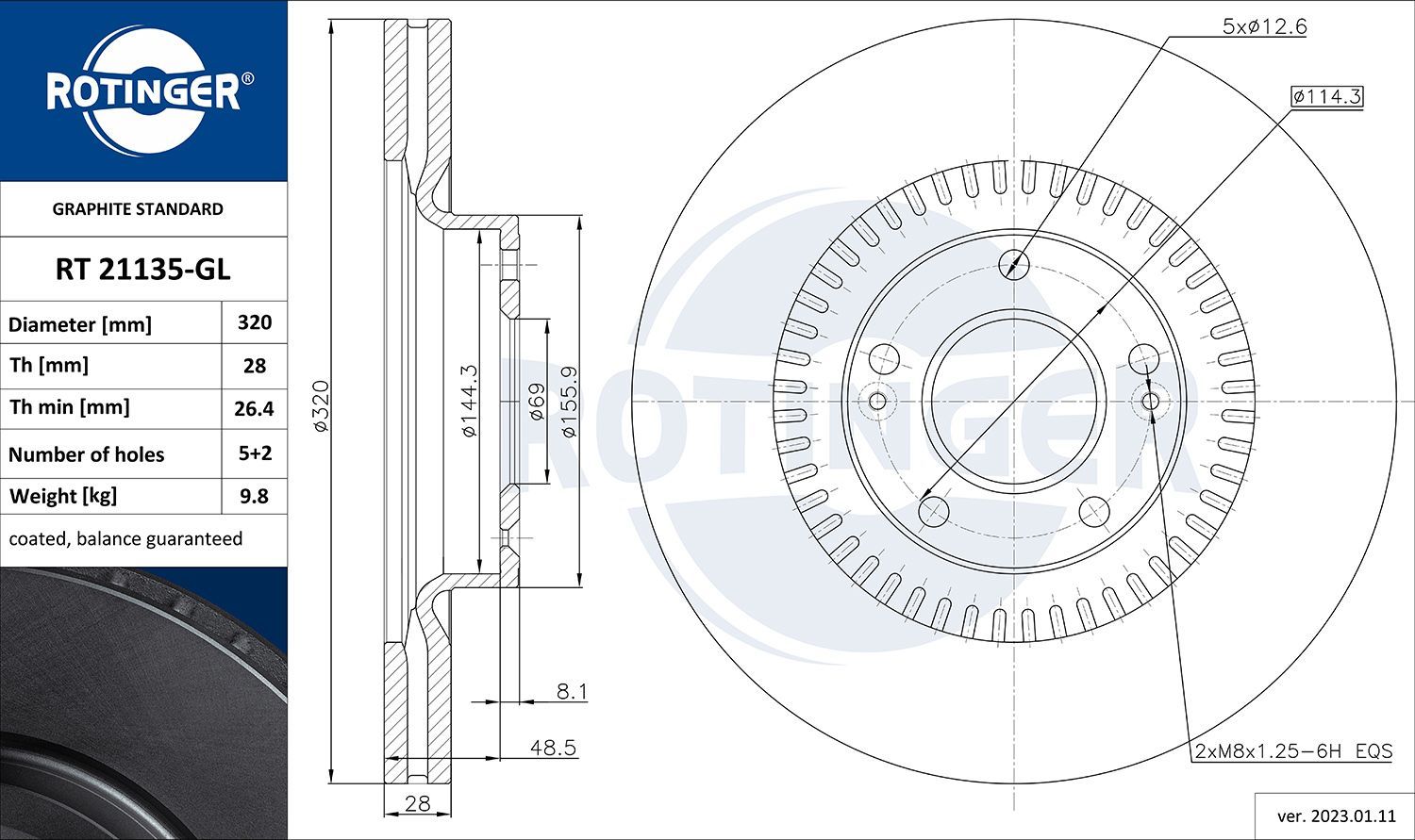 Stabdžių diskas ROTINGER RT 21135-GL