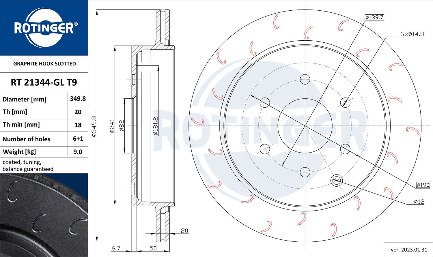 Stabdžių diskas ROTINGER RT 21344-GL T9