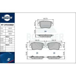 Stabdžių trinkelių rinkinys, diskinis stabdys ROTINGER RT 1PD33860