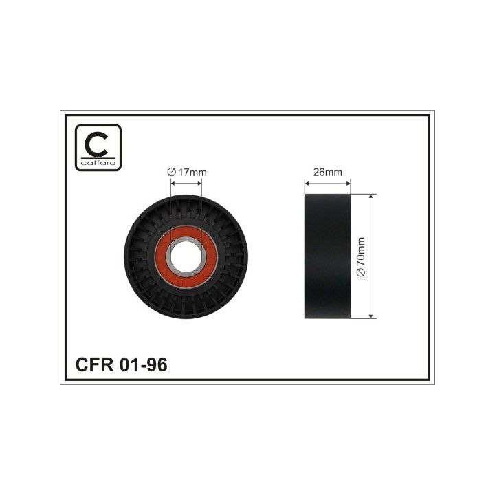 įtempiklio skriemulys, V formos rumbuotas diržas CAFFARO 01-96