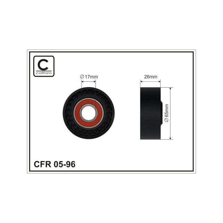 įtempiklio skriemulys, V formos rumbuotas diržas CAFFARO 05-96