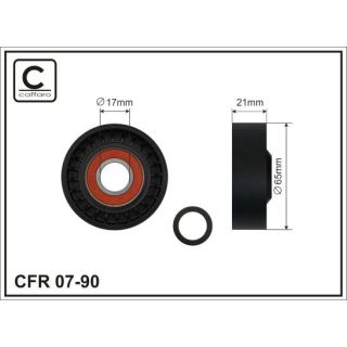 įtempiklio skriemulys, V formos rumbuotas diržas CAFFARO 07-90