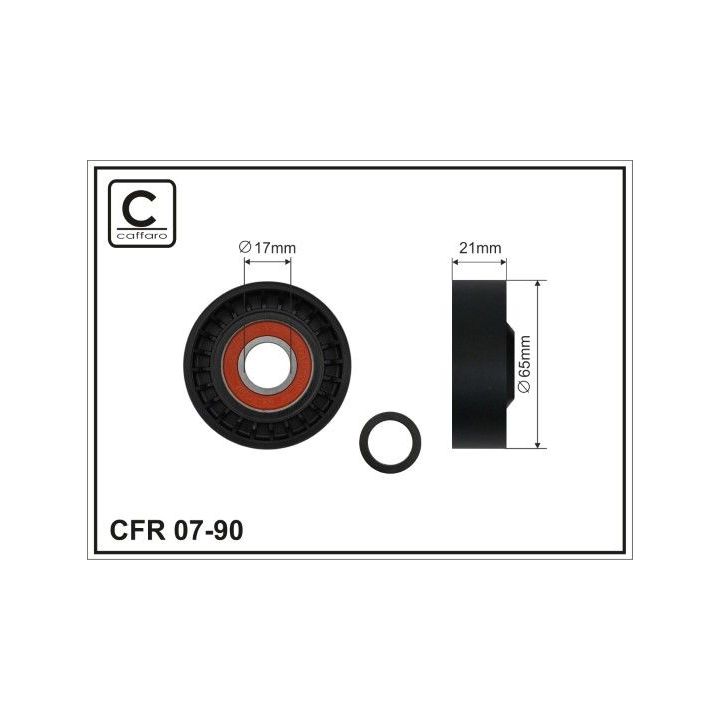 įtempiklio skriemulys, V formos rumbuotas diržas CAFFARO 07-90