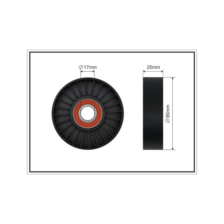 įtempiklio skriemulys, V formos rumbuotas diržas CAFFARO 12-98