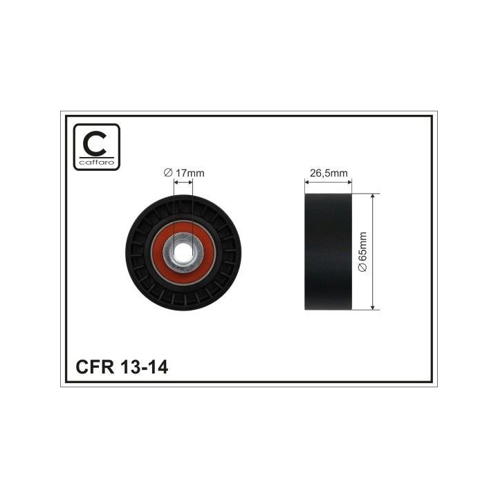įtempiklio skriemulys, V formos rumbuotas diržas CAFFARO 13-14