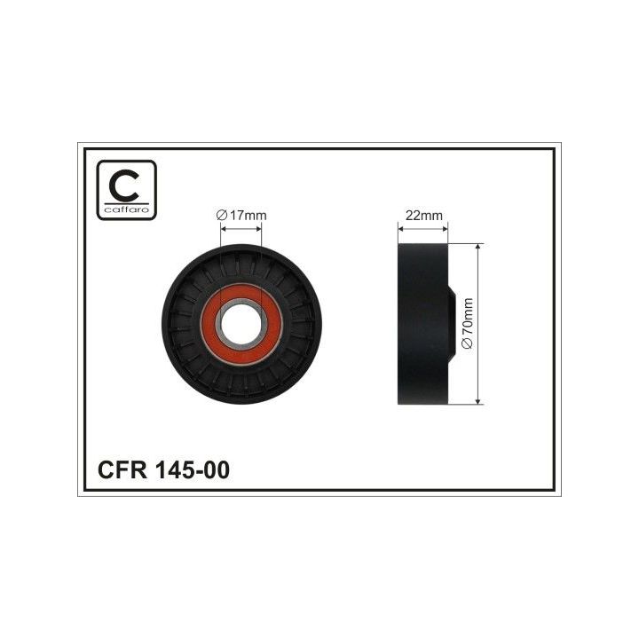 įtempiklio skriemulys, V formos rumbuotas diržas CAFFARO 145-00