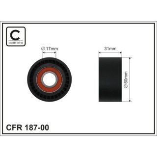 įtempiklio skriemulys, V formos rumbuotas diržas CAFFARO 187-00