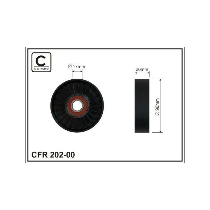 įtempiklio skriemulys, V formos rumbuotas diržas CAFFARO 202-00