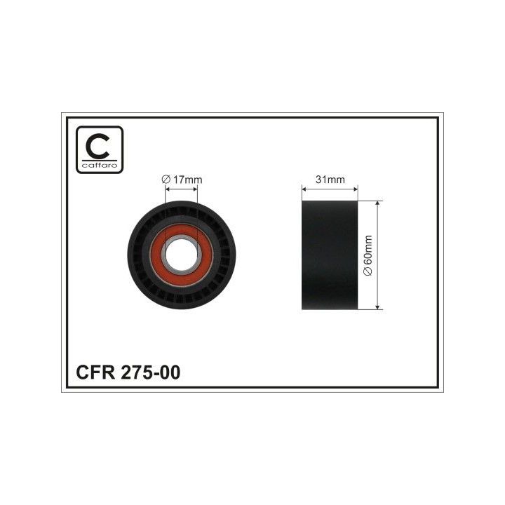 įtempiklio skriemulys, V formos rumbuotas diržas CAFFARO 275-00