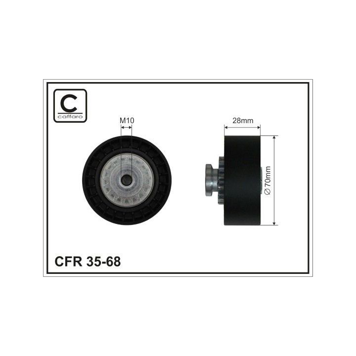 įtempiklio skriemulys, V formos rumbuotas diržas CAFFARO 35-68