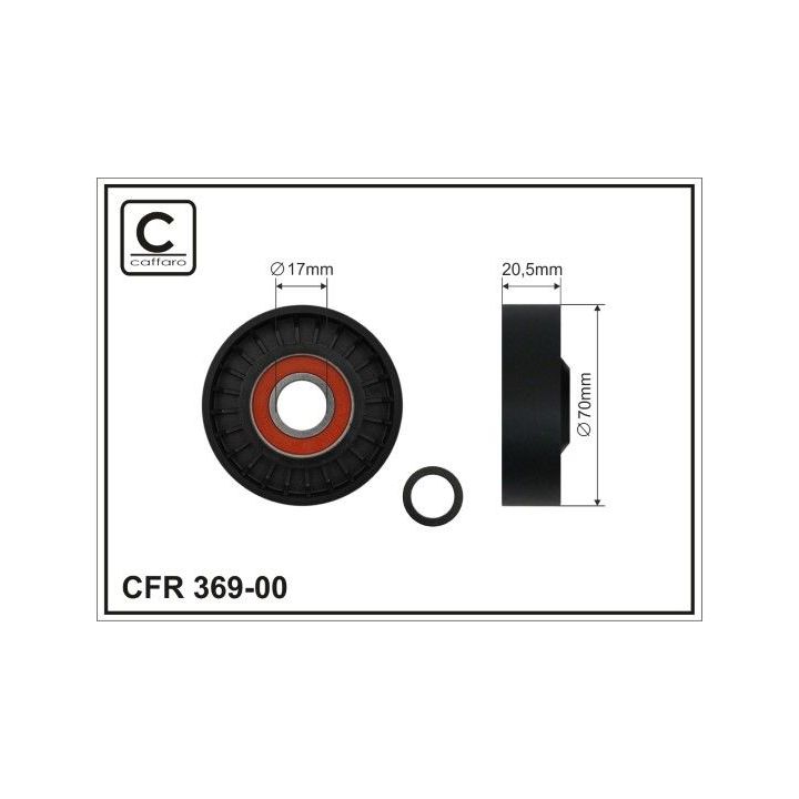 įtempiklio skriemulys, V formos rumbuotas diržas CAFFARO 369-00